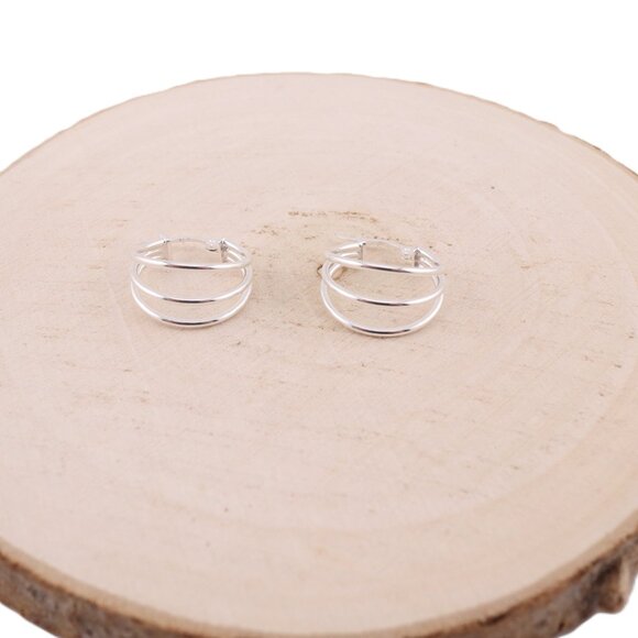 Women's Sterling Silver Multi-Hoop Dangle Earrings Statement Jewelry ** - Picture 4 of 10